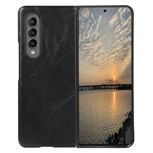 Textured PU Leather Coated Hard PC Hybrid Phone Case Cover for Samsung Galaxy Z Fold3 5G