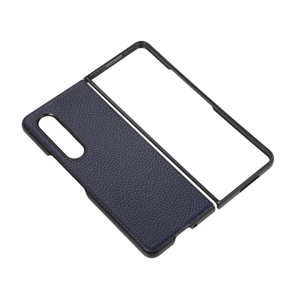 Litchi Texture Genuine Leather Coated PC Phone Case Protector for Samsung Galaxy Z Fold3 5G