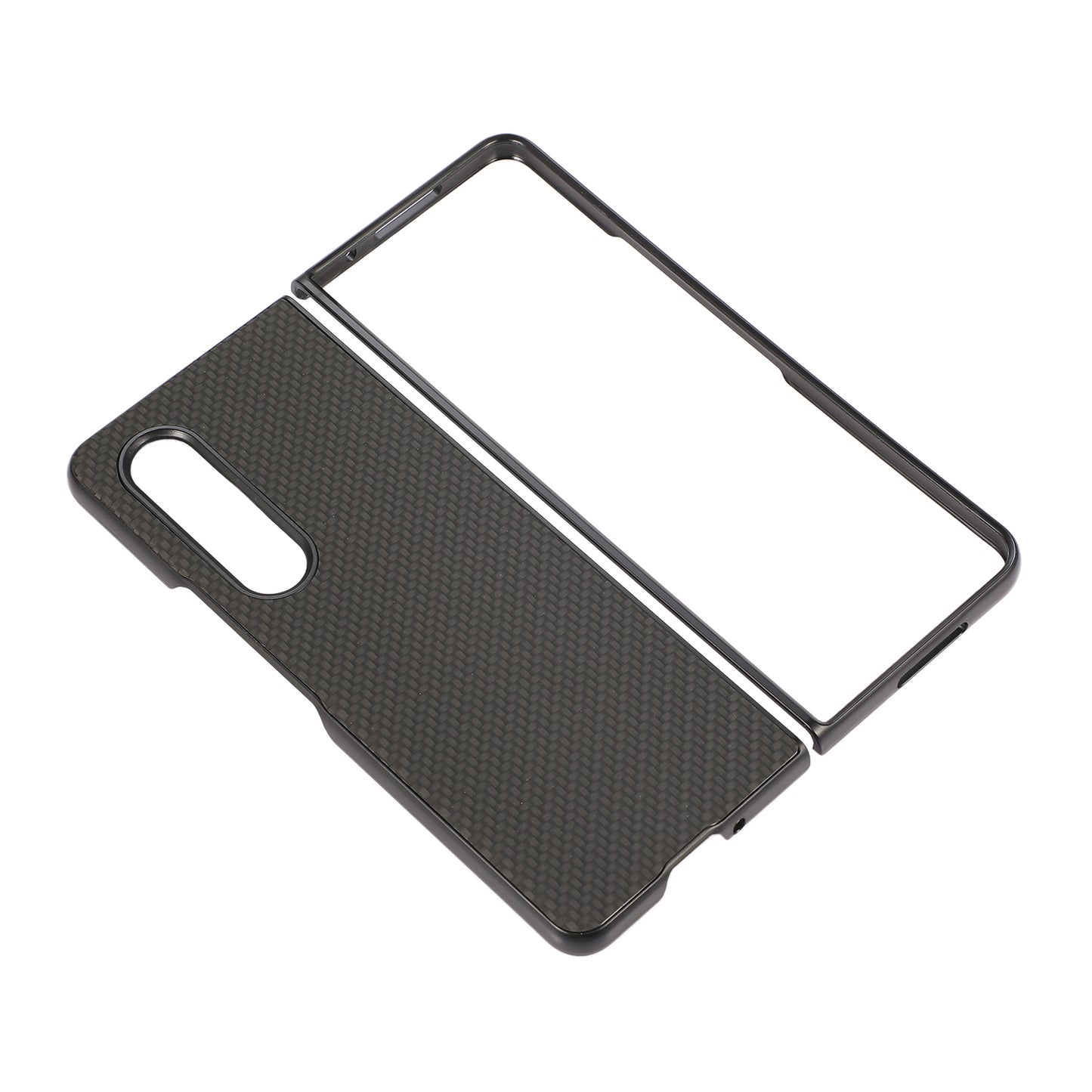 Carbon Fiber Texture Leather Coated Phone Case Back Cover for Samsung Galaxy Z Fold3 5G