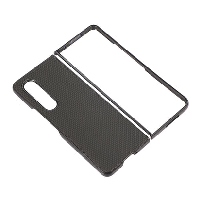 Carbon Fiber Texture Leather Coated Phone Case Back Cover for Samsung Galaxy Z Fold3 5G