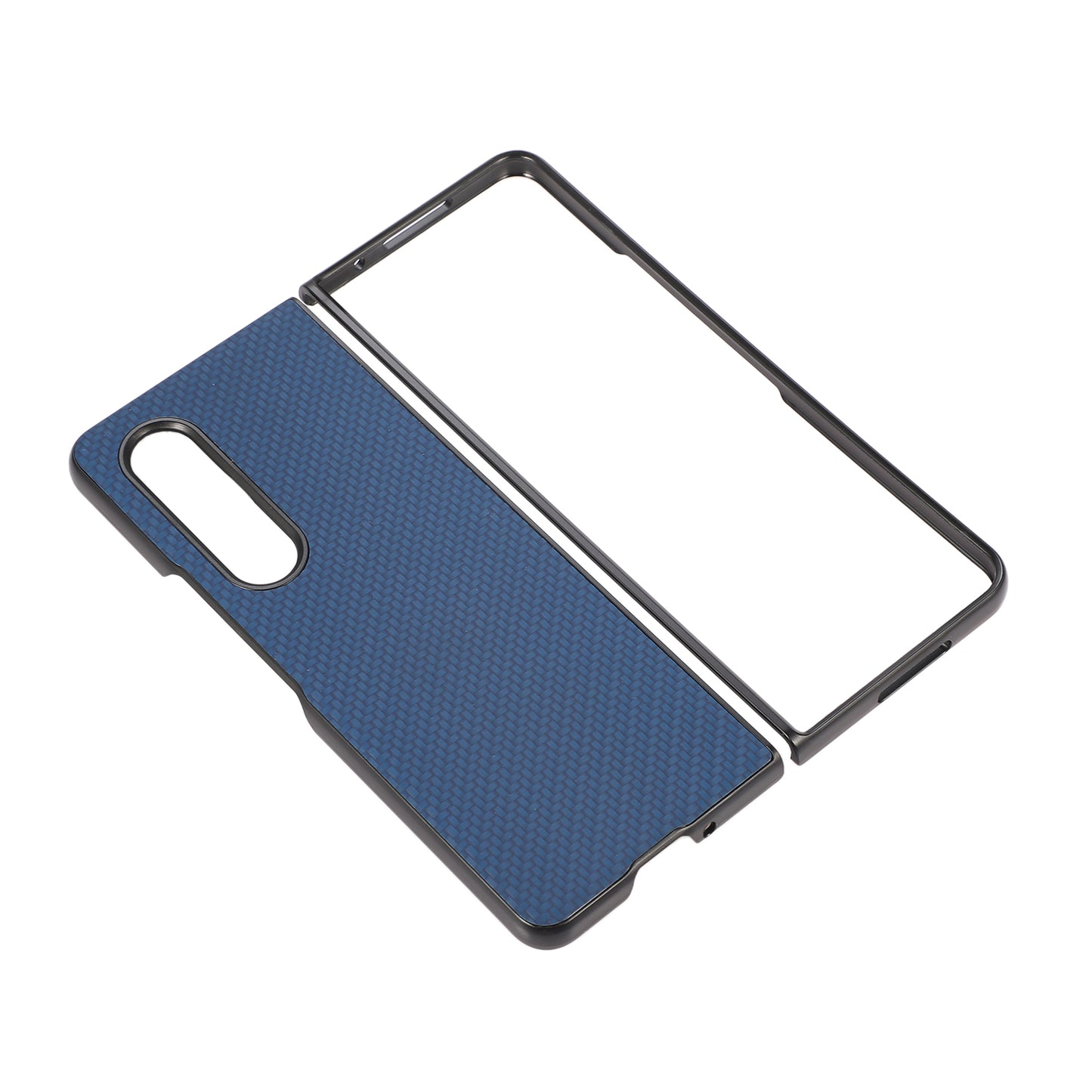 Carbon Fiber Texture Leather Coated Phone Case Back Cover for Samsung Galaxy Z Fold3 5G