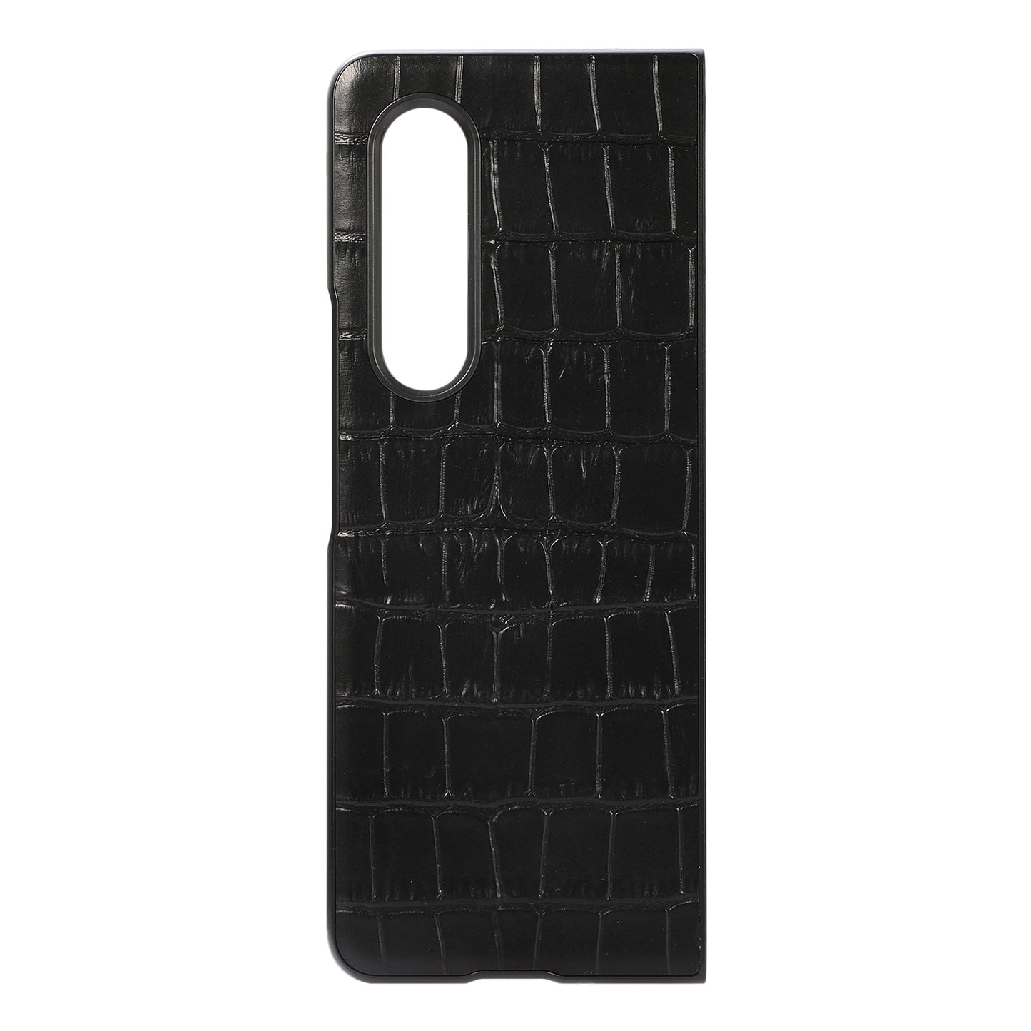 Crocodile Skin Genuine Leather + PC Hybrid Phone Back Case for Samsung Galaxy Z Fold3 5G