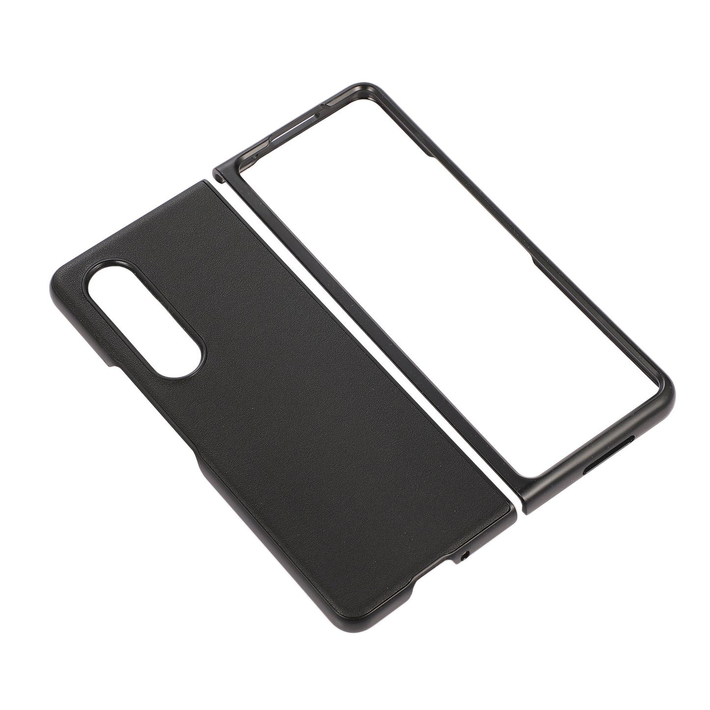 PC + Genuine Leather Back Phone Case Cover for Samsung Galaxy Z Fold3 5G Close-Fit 180-Degree Folding