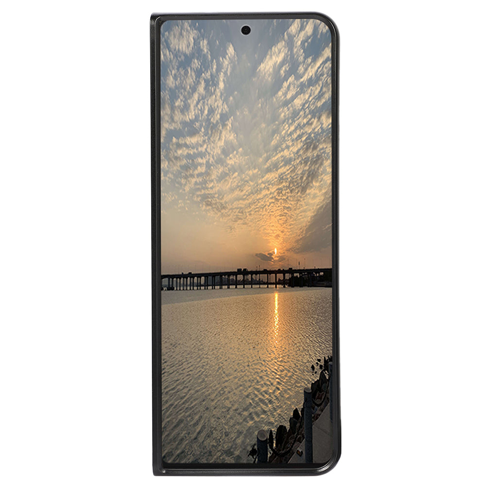 PC + Genuine Leather Back Phone Case Cover for Samsung Galaxy Z Fold3 5G Close-Fit 180-Degree Folding