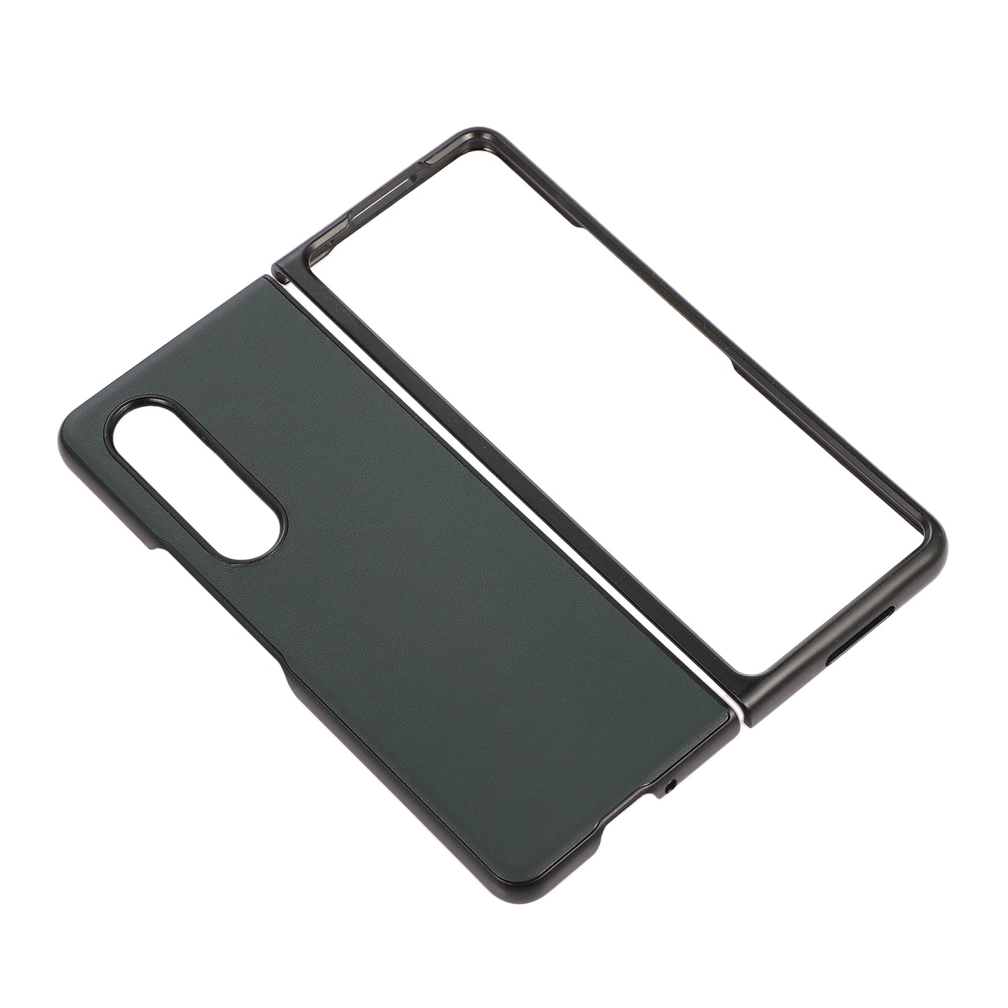 PC + Genuine Leather Back Phone Case Cover for Samsung Galaxy Z Fold3 5G Close-Fit 180-Degree Folding
