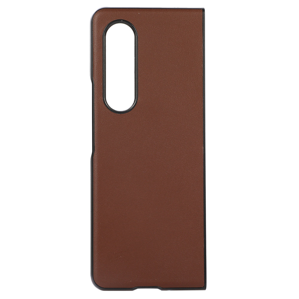 PC + Genuine Leather Back Phone Case Cover for Samsung Galaxy Z Fold3 5G Close-Fit 180-Degree Folding