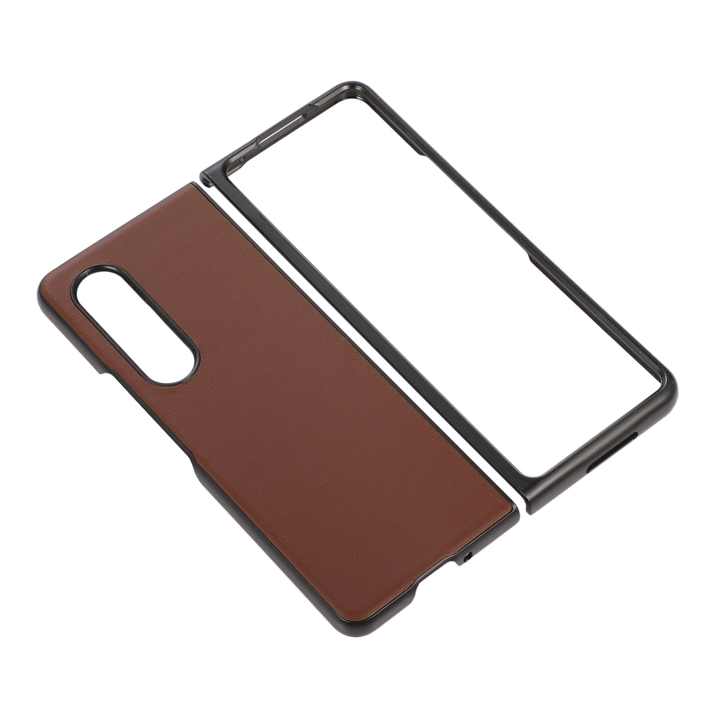 PC + Genuine Leather Back Phone Case Cover for Samsung Galaxy Z Fold3 5G Close-Fit 180-Degree Folding