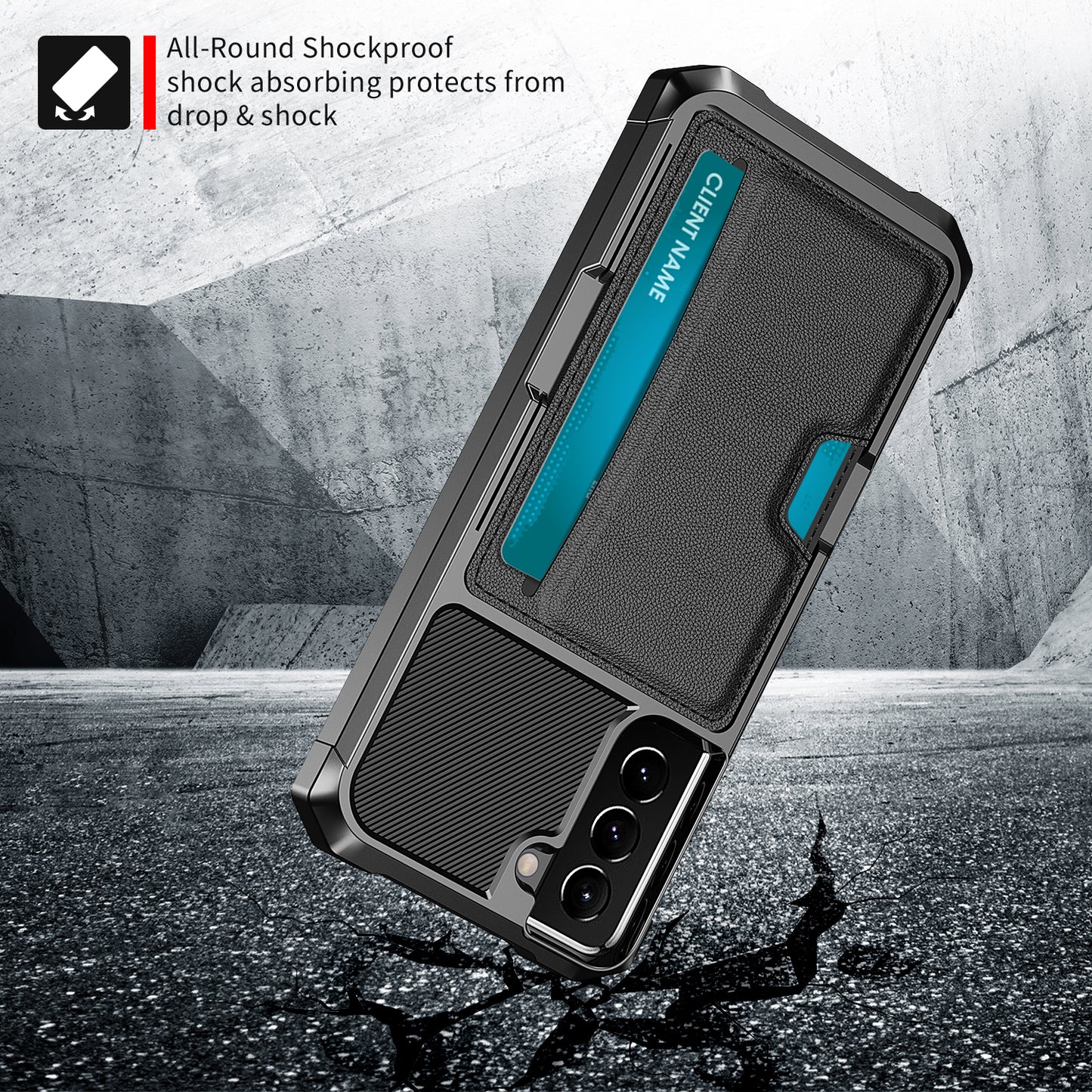 ZM02 Card Slot Design PU Leather Coated TPU Hybrid Case with Built-in Magnetic Sheet for Samsung Galaxy S21 5G/4G