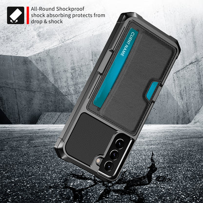 ZM02 Card Slot Design PU Leather Coated TPU Hybrid Case with Built-in Magnetic Sheet for Samsung Galaxy S21 5G/4G