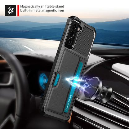 ZM02 Card Slot Design PU Leather Coated TPU Hybrid Case with Built-in Magnetic Sheet for Samsung Galaxy S21 5G/4G