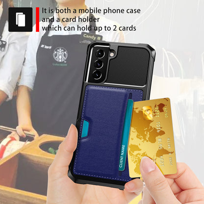 ZM02 Card Slot Design PU Leather Coated TPU Hybrid Case with Built-in Magnetic Sheet for Samsung Galaxy S21 5G/4G