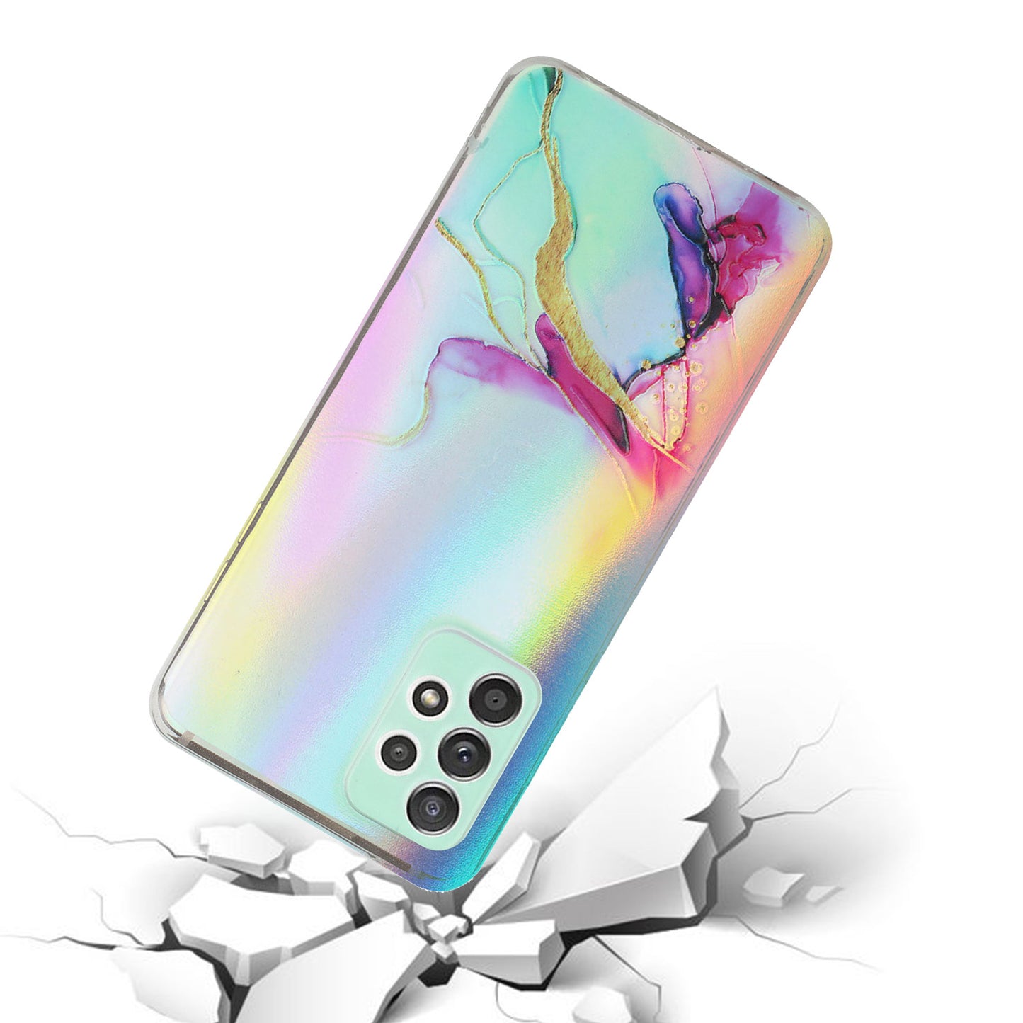 Marble Pattern Embossment Laser Design Anti Scratch TPU Case Cell Phone Cover Protector for Samsung Galaxy A52 4G/5G / A52s 5G