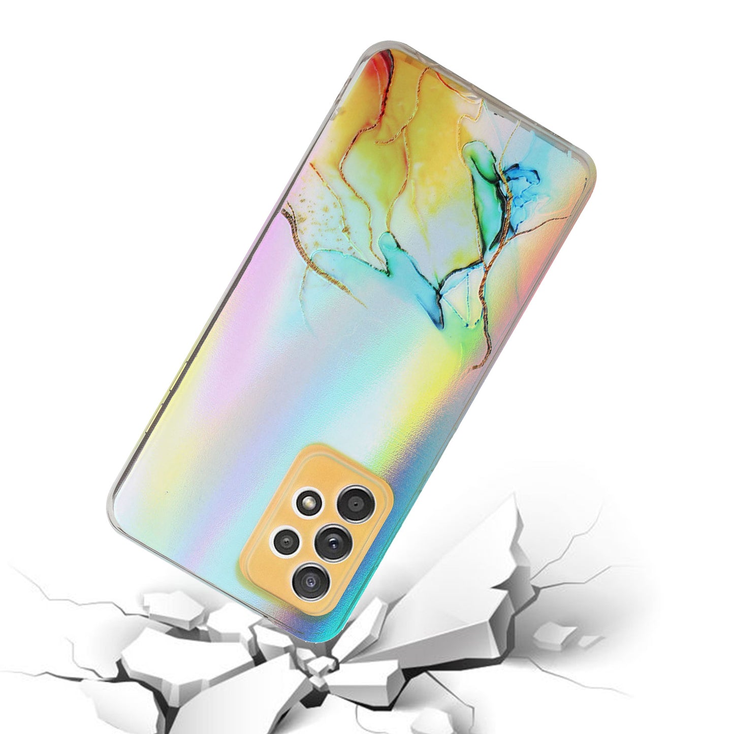 Marble Pattern Embossment Laser Design Anti Scratch TPU Case Cell Phone Cover Protector for Samsung Galaxy A52 4G/5G / A52s 5G