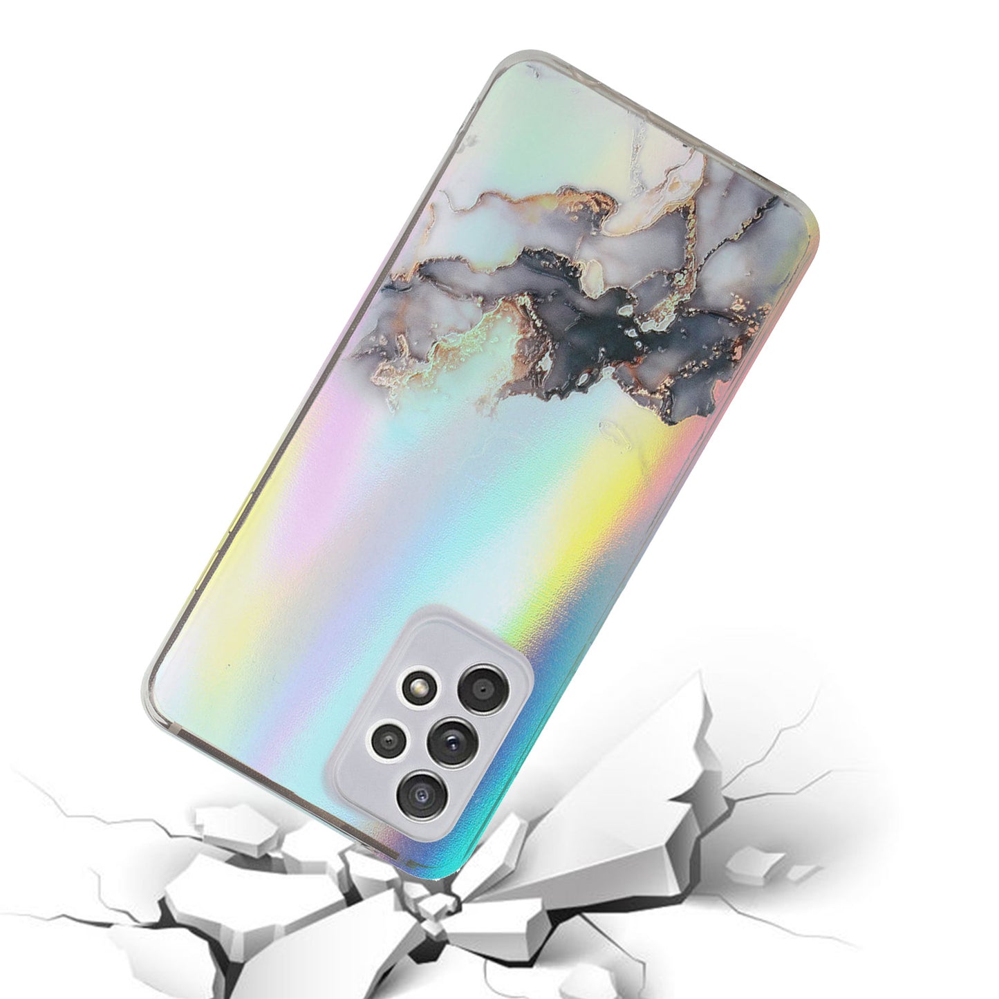 Marble Pattern Embossment Laser Design Anti Scratch TPU Case Cell Phone Cover Protector for Samsung Galaxy A52 4G/5G / A52s 5G