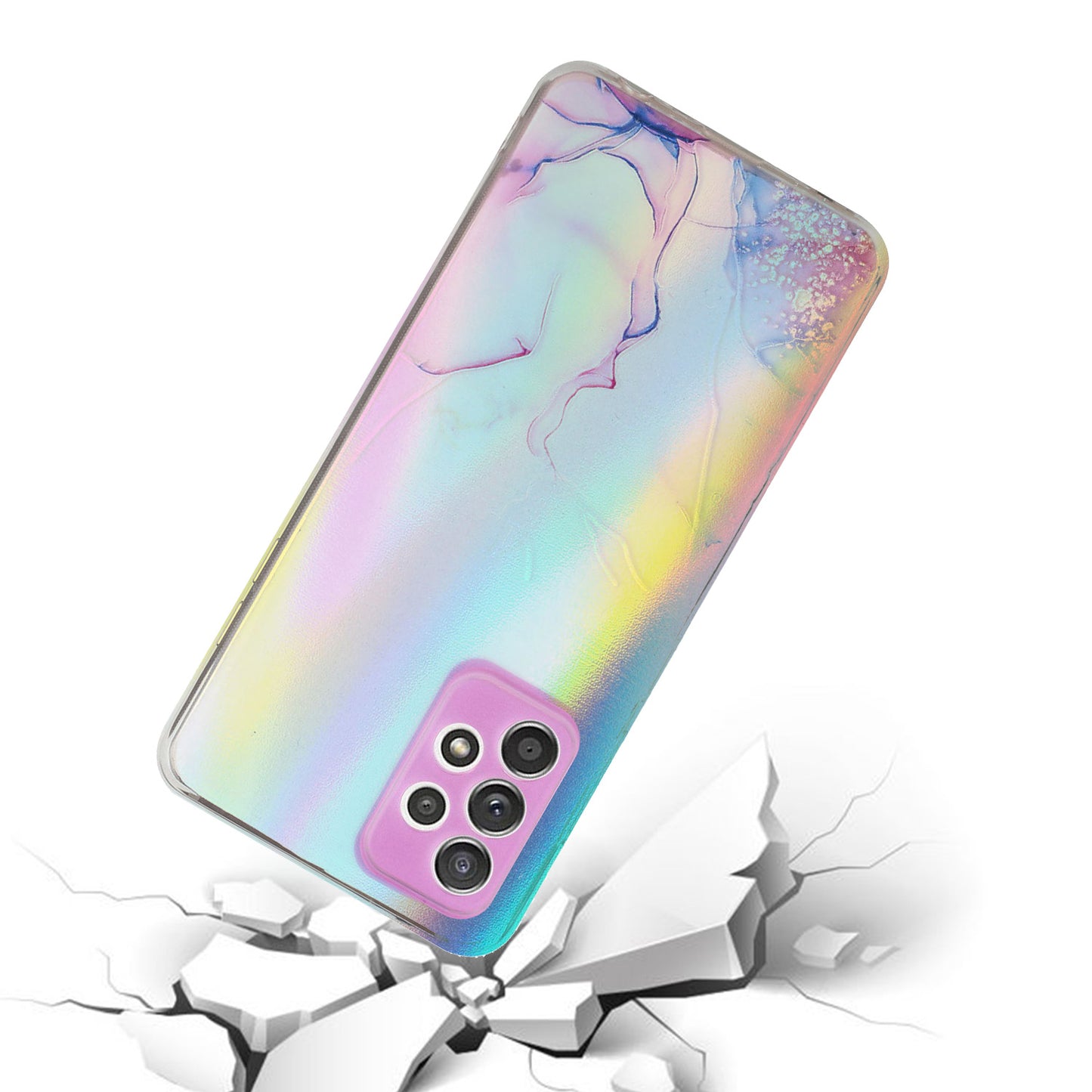 Marble Pattern Embossment Laser Design Anti Scratch TPU Case Cell Phone Cover Protector for Samsung Galaxy A52 4G/5G / A52s 5G