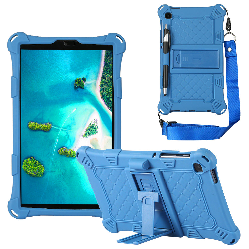 Kickstand Design PC + Silicone Protective Tablet Cover Case with Lanyard for Samsung Galaxy Tab A7 Lite 8.7-inch