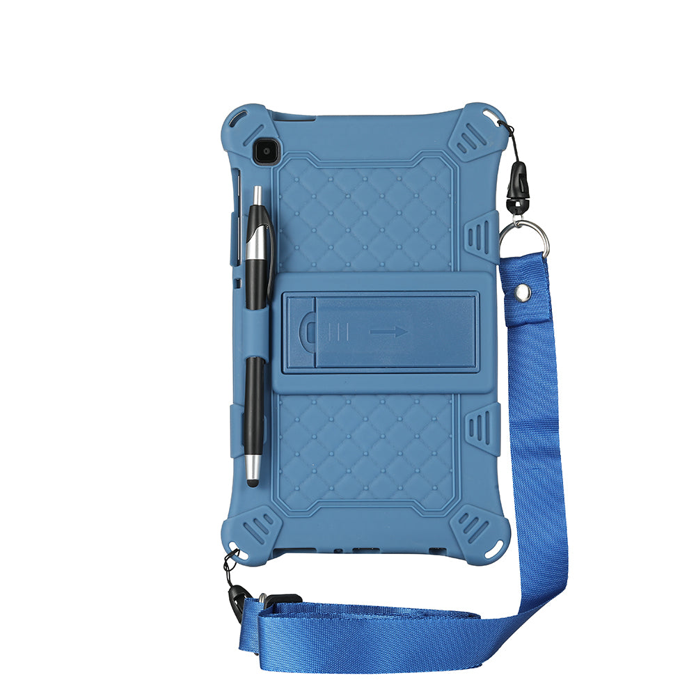 Kickstand Design PC + Silicone Protective Tablet Cover Case with Lanyard for Samsung Galaxy Tab A7 Lite 8.7-inch