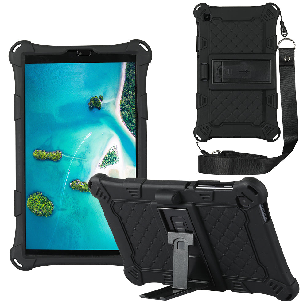 Kickstand Design PC + Silicone Protective Tablet Cover Case with Lanyard for Samsung Galaxy Tab A7 Lite 8.7-inch