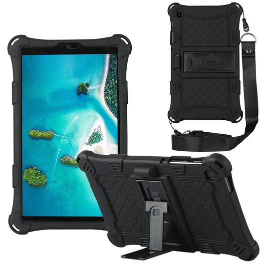 Kickstand Design PC + Silicone Protective Tablet Cover Case with Lanyard for Samsung Galaxy Tab A7 Lite 8.7-inch