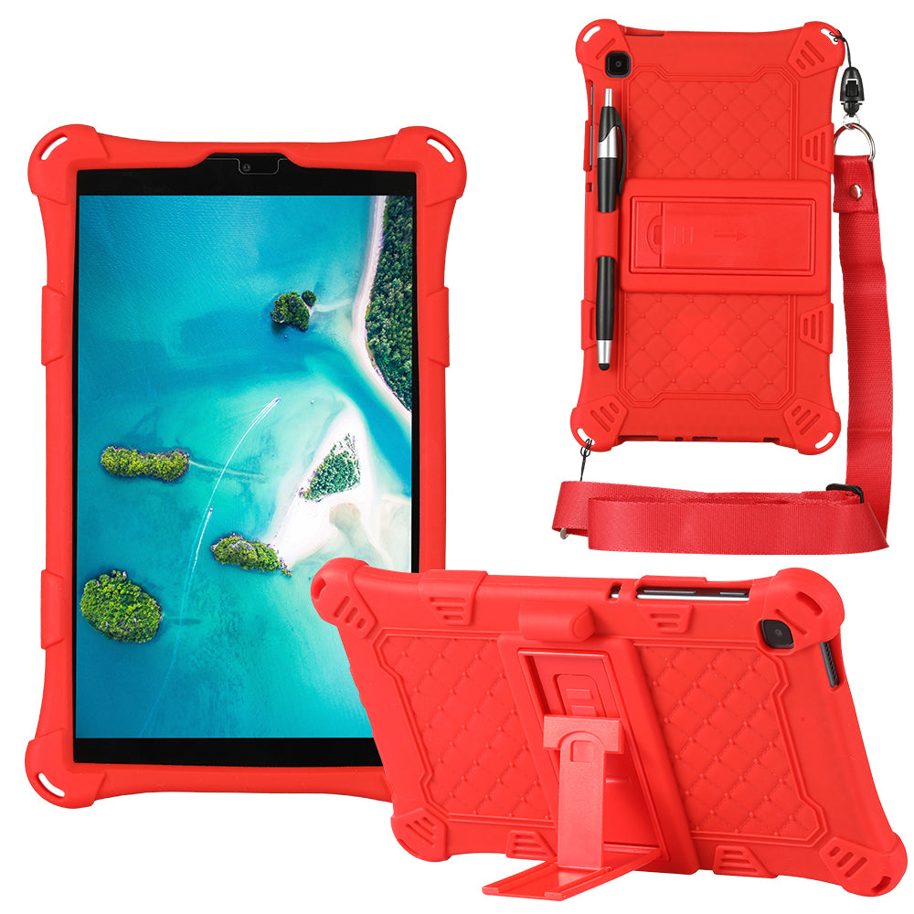 Kickstand Design PC + Silicone Protective Tablet Cover Case with Lanyard for Samsung Galaxy Tab A7 Lite 8.7-inch