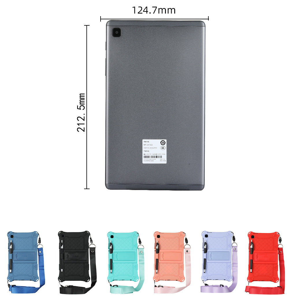 Kickstand Design PC + Silicone Protective Tablet Cover Case with Lanyard for Samsung Galaxy Tab A7 Lite 8.7-inch