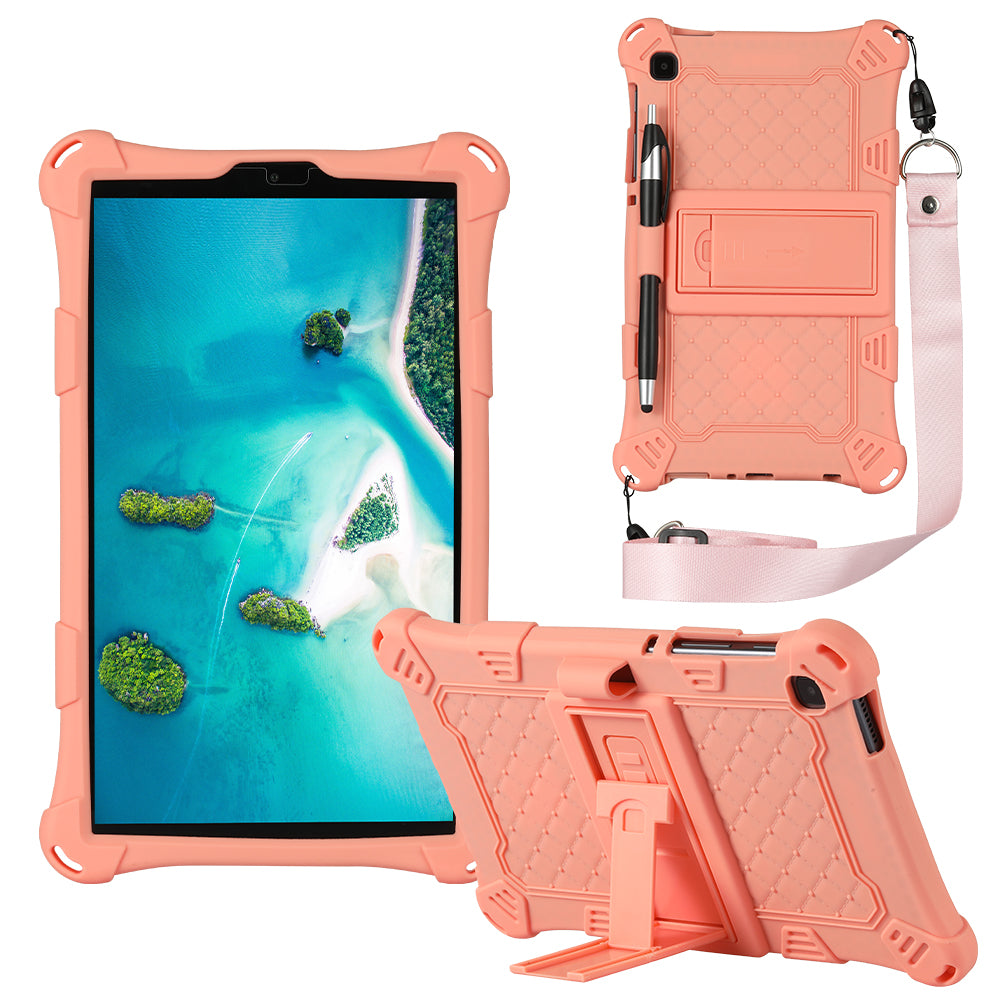 Kickstand Design PC + Silicone Protective Tablet Cover Case with Lanyard for Samsung Galaxy Tab A7 Lite 8.7-inch