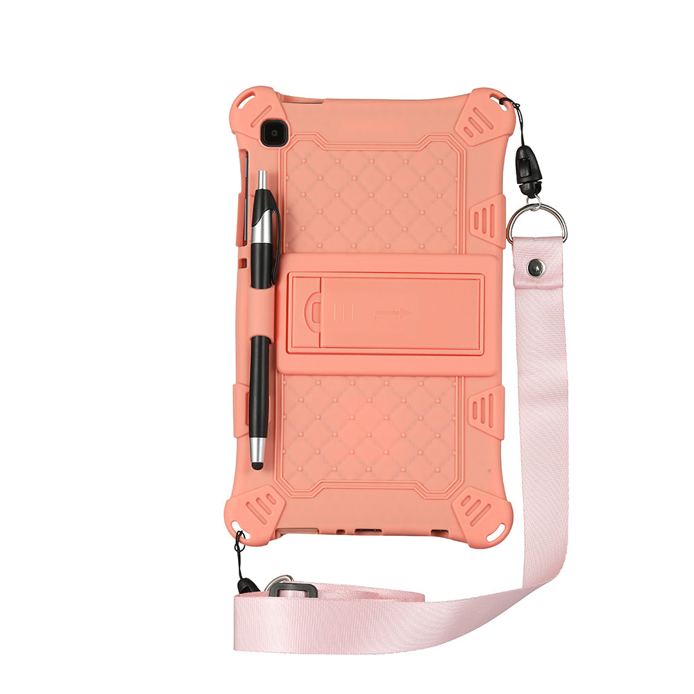 Kickstand Design PC + Silicone Protective Tablet Cover Case with Lanyard for Samsung Galaxy Tab A7 Lite 8.7-inch