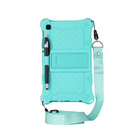 Kickstand Design PC + Silicone Protective Tablet Cover Case with Lanyard for Samsung Galaxy Tab A7 Lite 8.7-inch