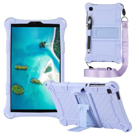 Kickstand Design PC + Silicone Protective Tablet Cover Case with Lanyard for Samsung Galaxy Tab A7 Lite 8.7-inch