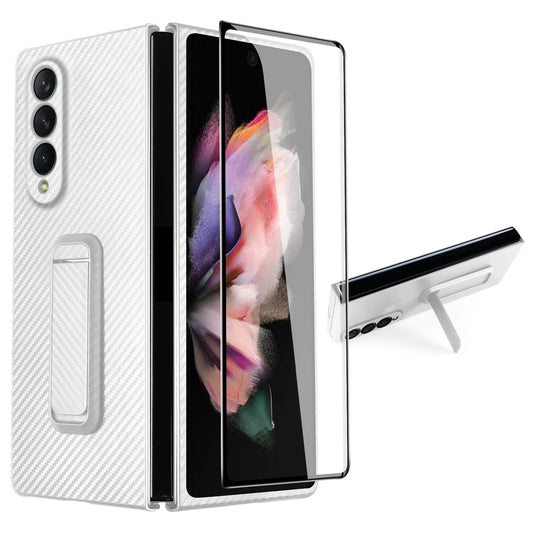 Anti-Scratch Reinforced Corner Premium PU Leather + PC Hybrid Defender Protective Shockproof Phone Case with Tempered Glass Screen Protector for Samsung Galaxy Z Fold3 5G