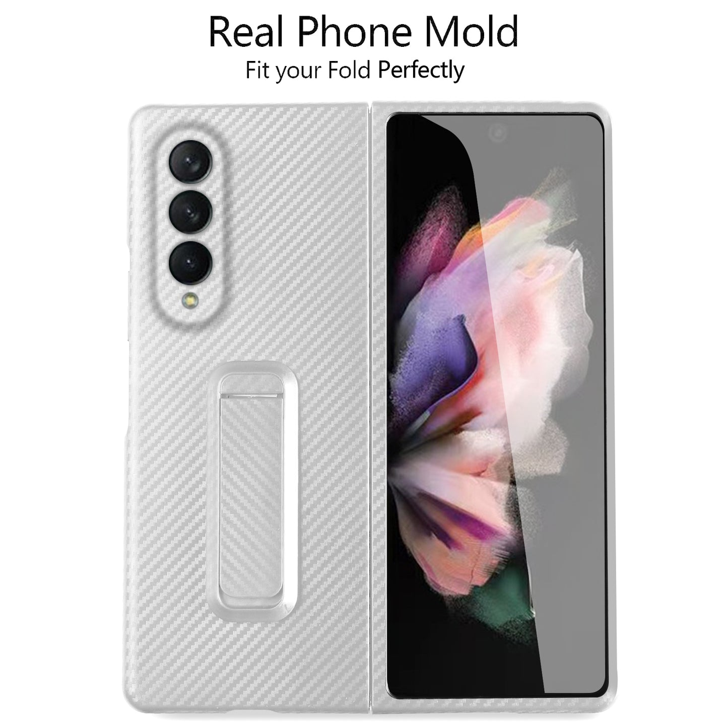 Anti-Scratch Reinforced Corner Premium PU Leather + PC Hybrid Defender Protective Shockproof Phone Case with Tempered Glass Screen Protector for Samsung Galaxy Z Fold3 5G