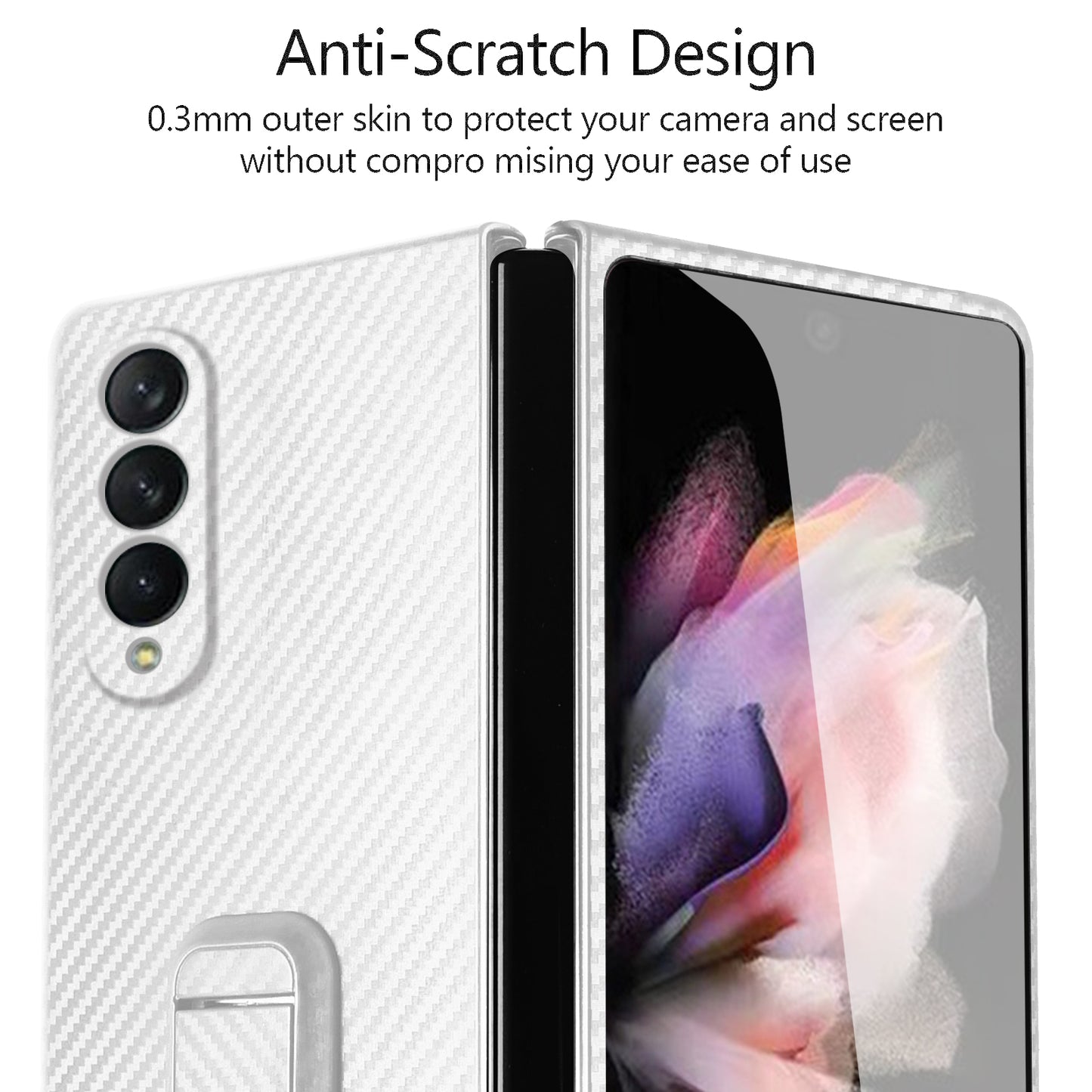 Anti-Scratch Reinforced Corner Premium PU Leather + PC Hybrid Defender Protective Shockproof Phone Case with Tempered Glass Screen Protector for Samsung Galaxy Z Fold3 5G