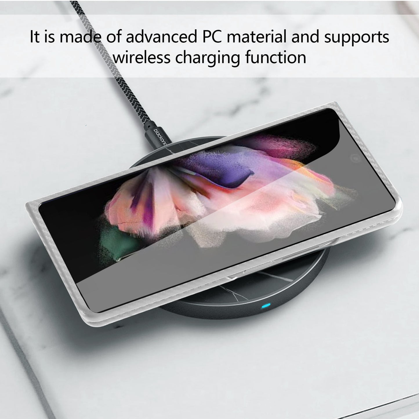 Anti-Scratch Reinforced Corner Premium PU Leather + PC Hybrid Defender Protective Shockproof Phone Case with Tempered Glass Screen Protector for Samsung Galaxy Z Fold3 5G