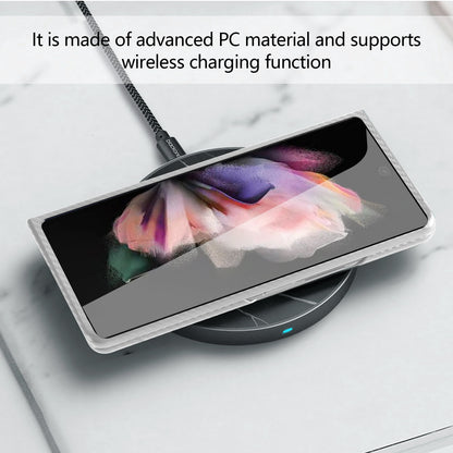 Anti-Scratch Reinforced Corner Premium PU Leather + PC Hybrid Defender Protective Shockproof Phone Case with Tempered Glass Screen Protector for Samsung Galaxy Z Fold3 5G
