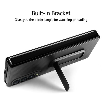 Anti-Scratch Reinforced Corner Premium PU Leather + PC Hybrid Defender Protective Shockproof Phone Case with Tempered Glass Screen Protector for Samsung Galaxy Z Fold3 5G