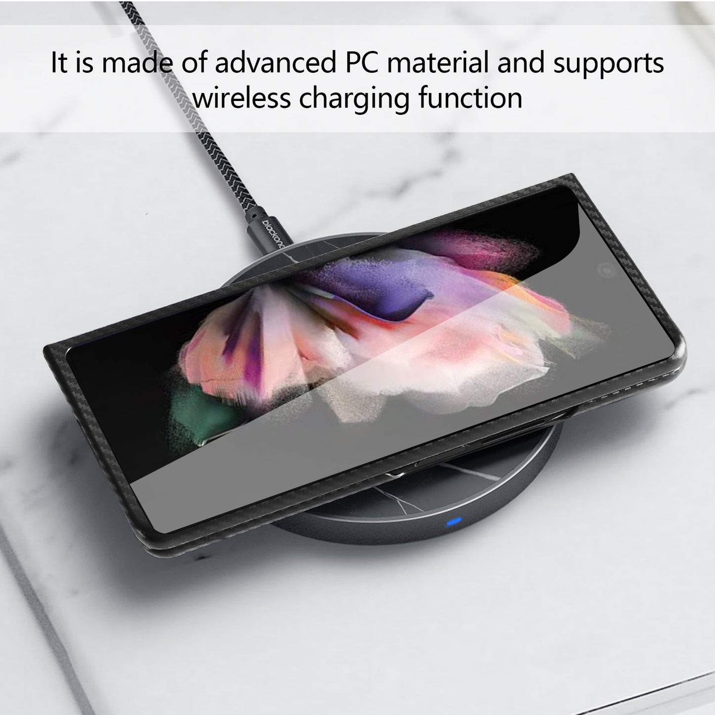 Anti-Scratch Reinforced Corner Premium PU Leather + PC Hybrid Defender Protective Shockproof Phone Case with Tempered Glass Screen Protector for Samsung Galaxy Z Fold3 5G
