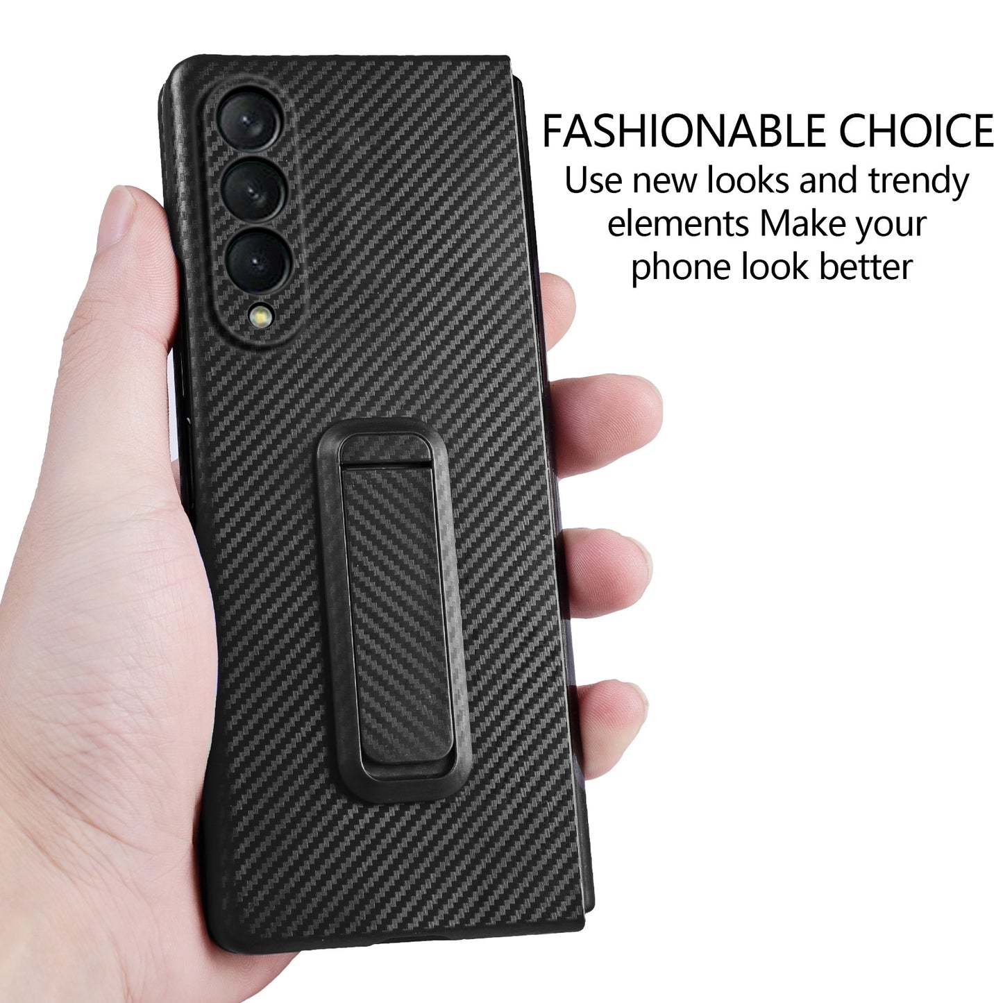 Anti-Scratch Reinforced Corner Premium PU Leather + PC Hybrid Defender Protective Shockproof Phone Case with Tempered Glass Screen Protector for Samsung Galaxy Z Fold3 5G