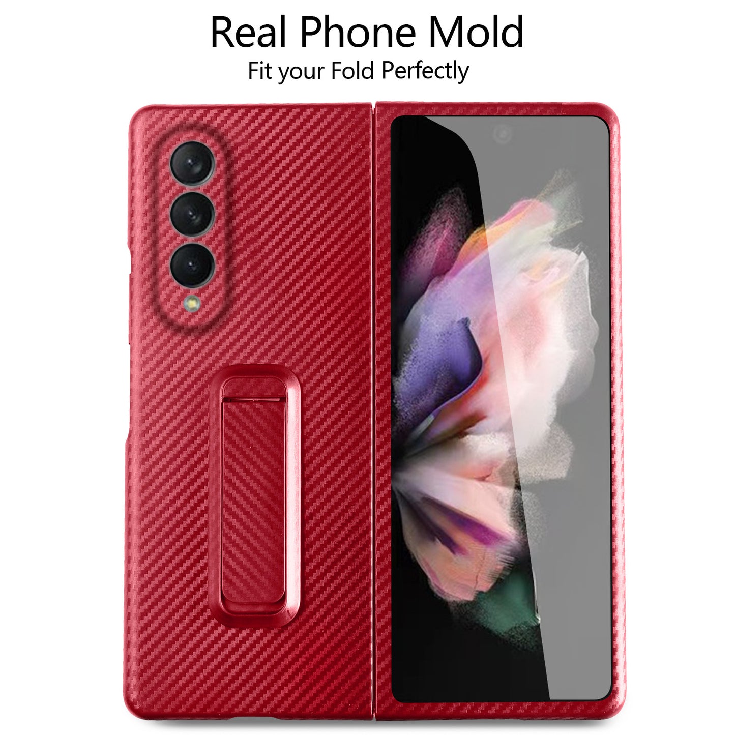Anti-Scratch Reinforced Corner Premium PU Leather + PC Hybrid Defender Protective Shockproof Phone Case with Tempered Glass Screen Protector for Samsung Galaxy Z Fold3 5G