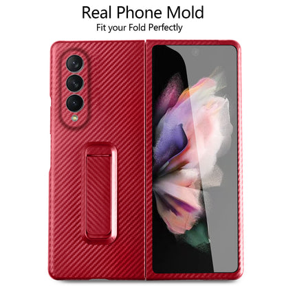Anti-Scratch Reinforced Corner Premium PU Leather + PC Hybrid Defender Protective Shockproof Phone Case with Tempered Glass Screen Protector for Samsung Galaxy Z Fold3 5G