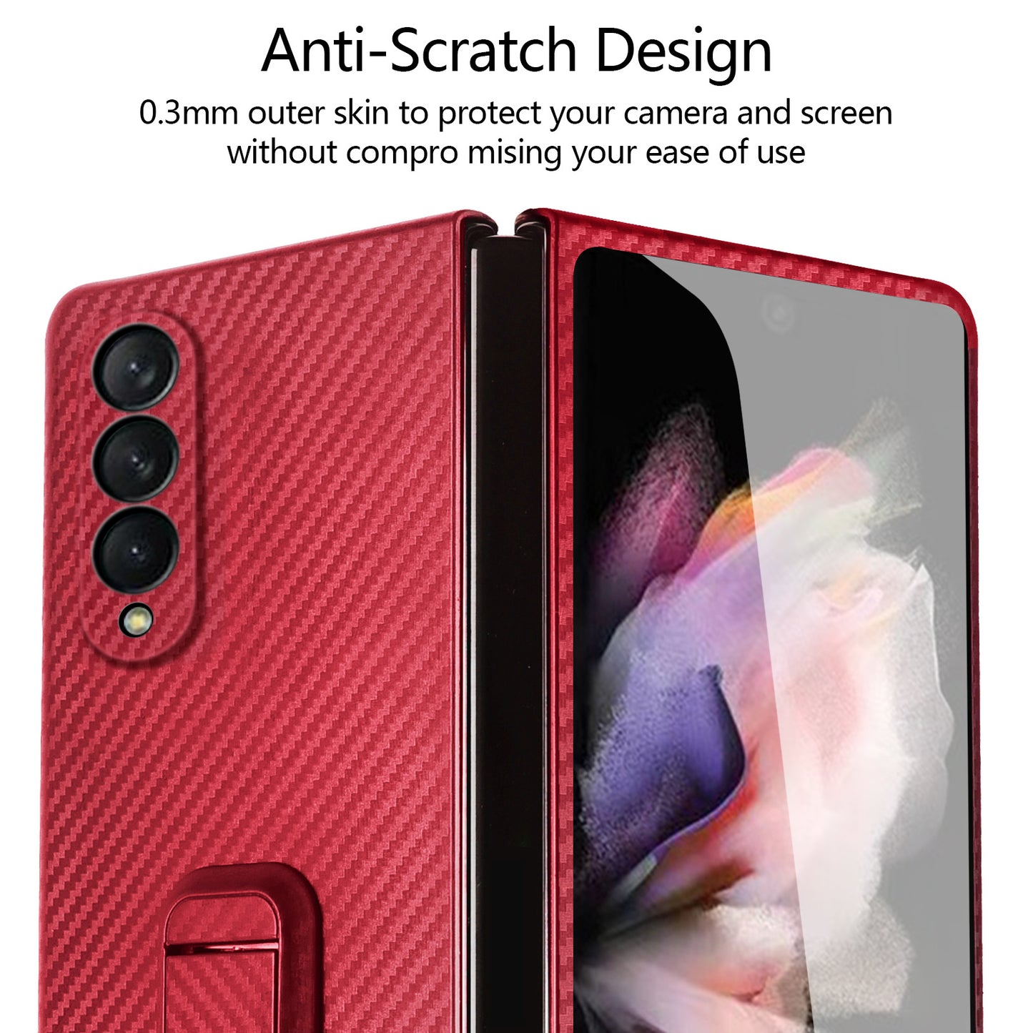 Anti-Scratch Reinforced Corner Premium PU Leather + PC Hybrid Defender Protective Shockproof Phone Case with Tempered Glass Screen Protector for Samsung Galaxy Z Fold3 5G