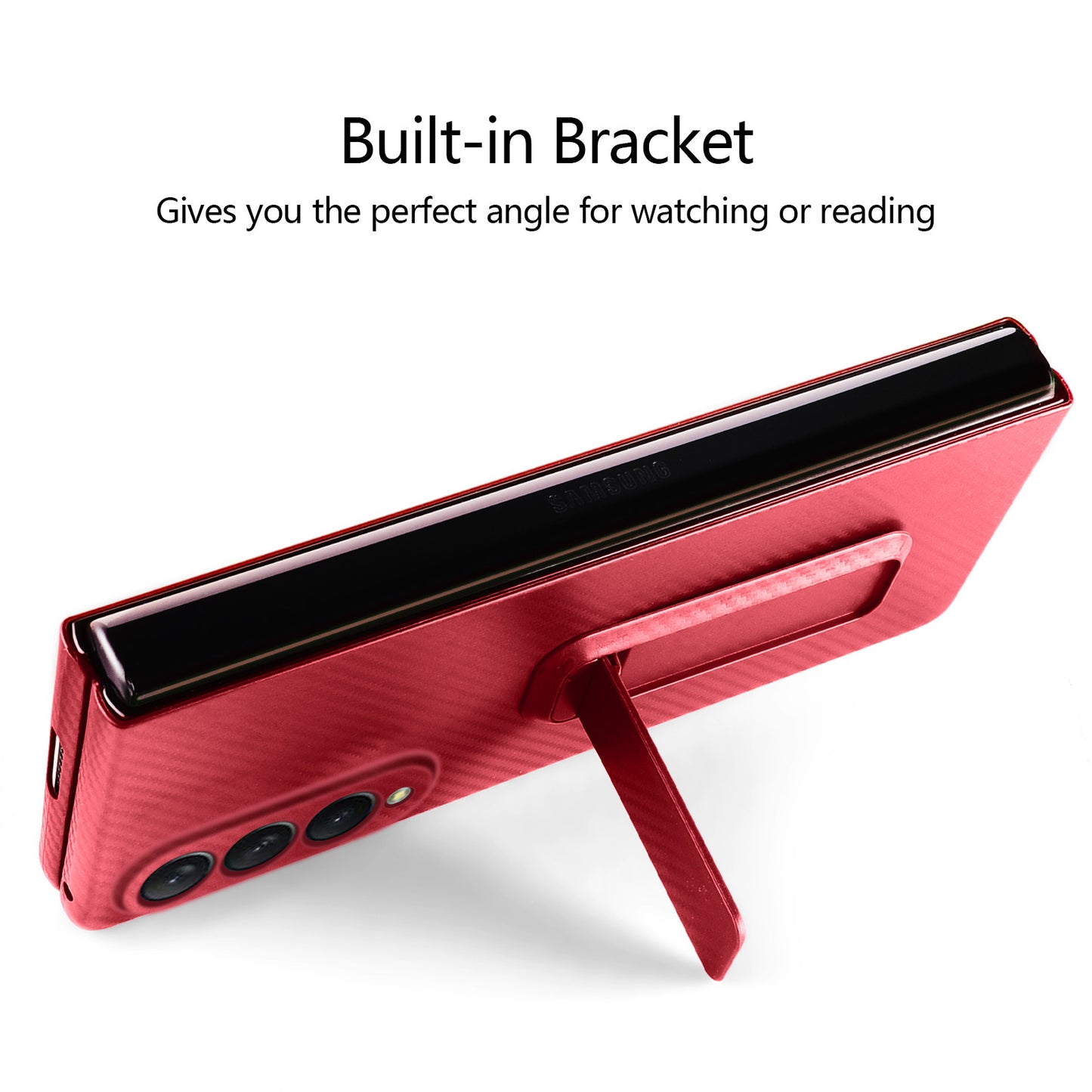 Anti-Scratch Reinforced Corner Premium PU Leather + PC Hybrid Defender Protective Shockproof Phone Case with Tempered Glass Screen Protector for Samsung Galaxy Z Fold3 5G
