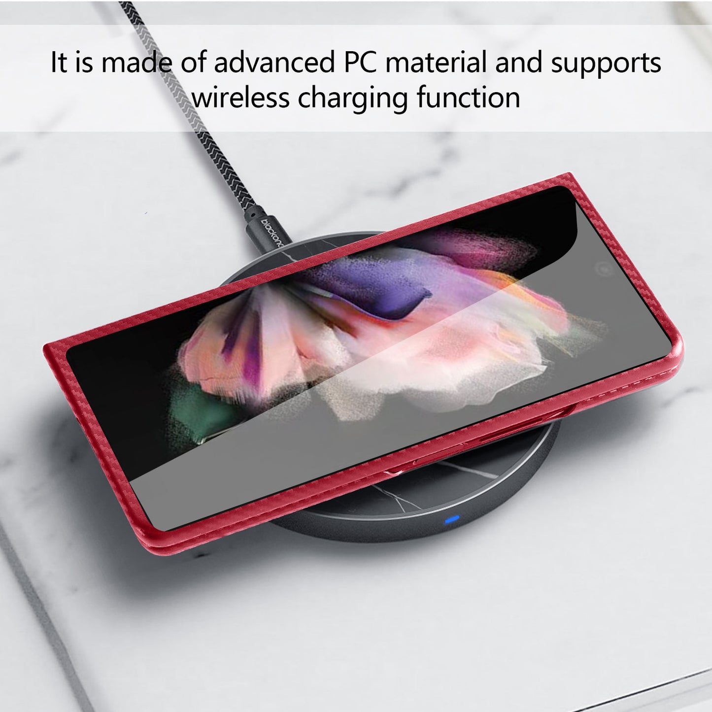 Anti-Scratch Reinforced Corner Premium PU Leather + PC Hybrid Defender Protective Shockproof Phone Case with Tempered Glass Screen Protector for Samsung Galaxy Z Fold3 5G