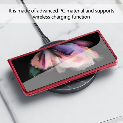 Anti-Scratch Reinforced Corner Premium PU Leather + PC Hybrid Defender Protective Shockproof Phone Case with Tempered Glass Screen Protector for Samsung Galaxy Z Fold3 5G