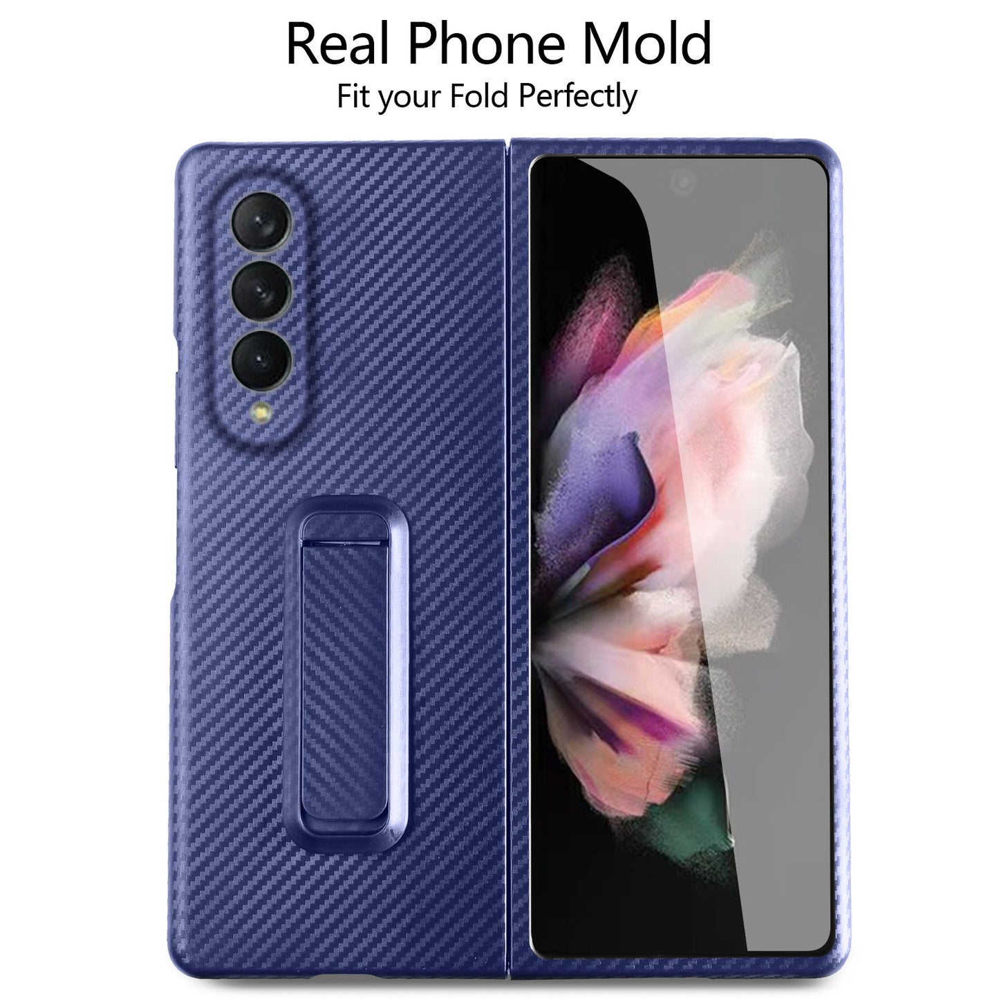 Anti-Scratch Reinforced Corner Premium PU Leather + PC Hybrid Defender Protective Shockproof Phone Case with Tempered Glass Screen Protector for Samsung Galaxy Z Fold3 5G