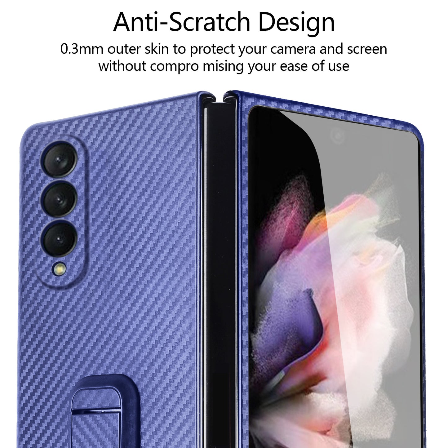 Anti-Scratch Reinforced Corner Premium PU Leather + PC Hybrid Defender Protective Shockproof Phone Case with Tempered Glass Screen Protector for Samsung Galaxy Z Fold3 5G