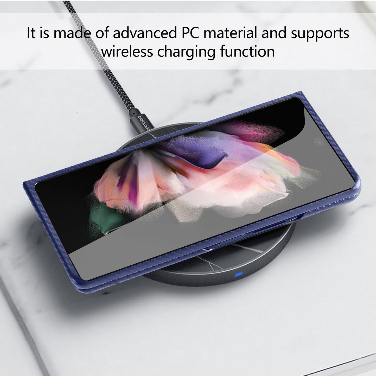 Anti-Scratch Reinforced Corner Premium PU Leather + PC Hybrid Defender Protective Shockproof Phone Case with Tempered Glass Screen Protector for Samsung Galaxy Z Fold3 5G