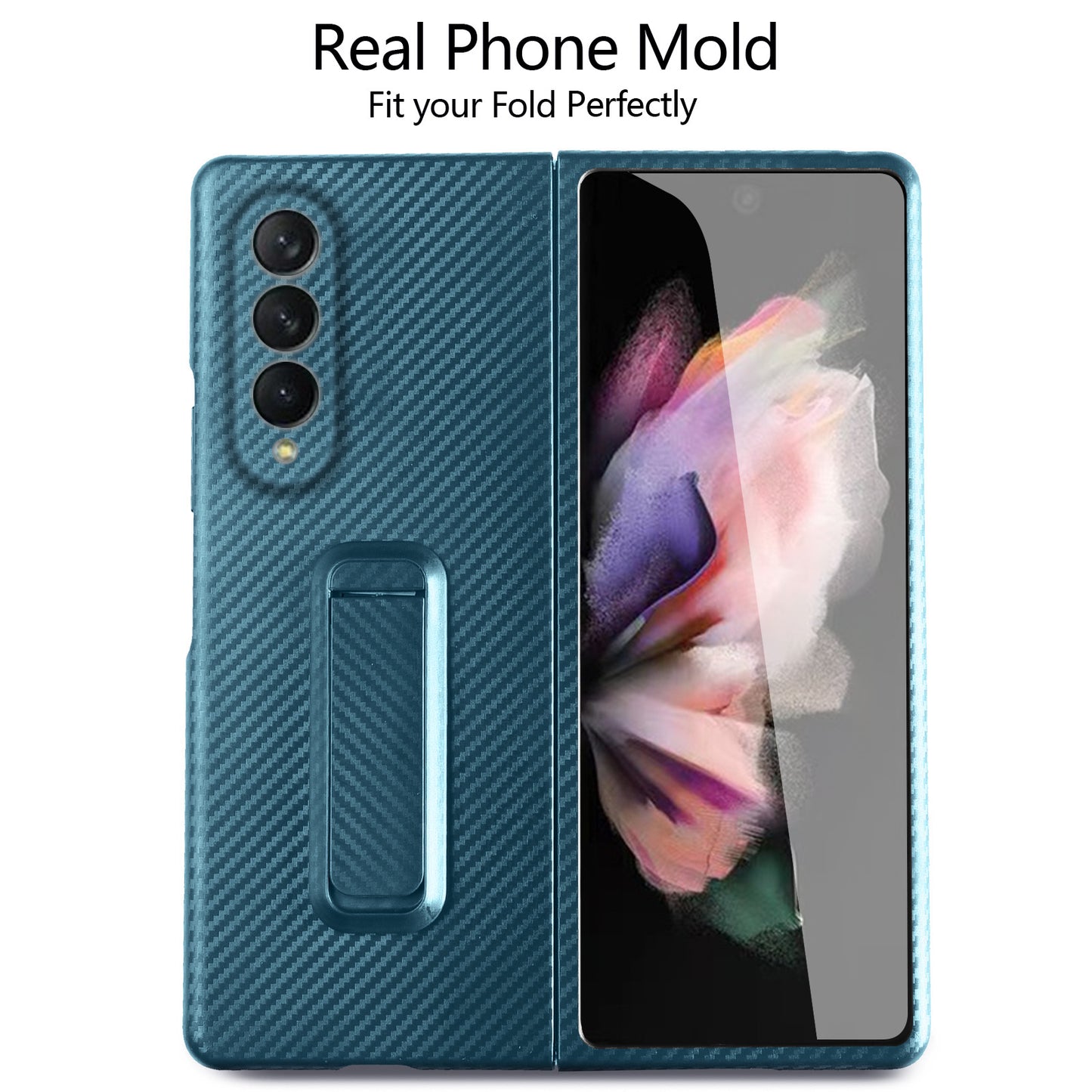 Anti-Scratch Reinforced Corner Premium PU Leather + PC Hybrid Defender Protective Shockproof Phone Case with Tempered Glass Screen Protector for Samsung Galaxy Z Fold3 5G