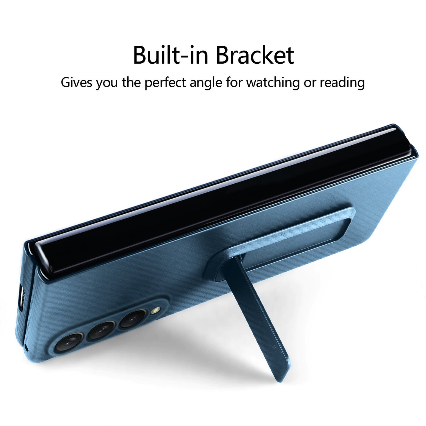 Anti-Scratch Reinforced Corner Premium PU Leather + PC Hybrid Defender Protective Shockproof Phone Case with Tempered Glass Screen Protector for Samsung Galaxy Z Fold3 5G