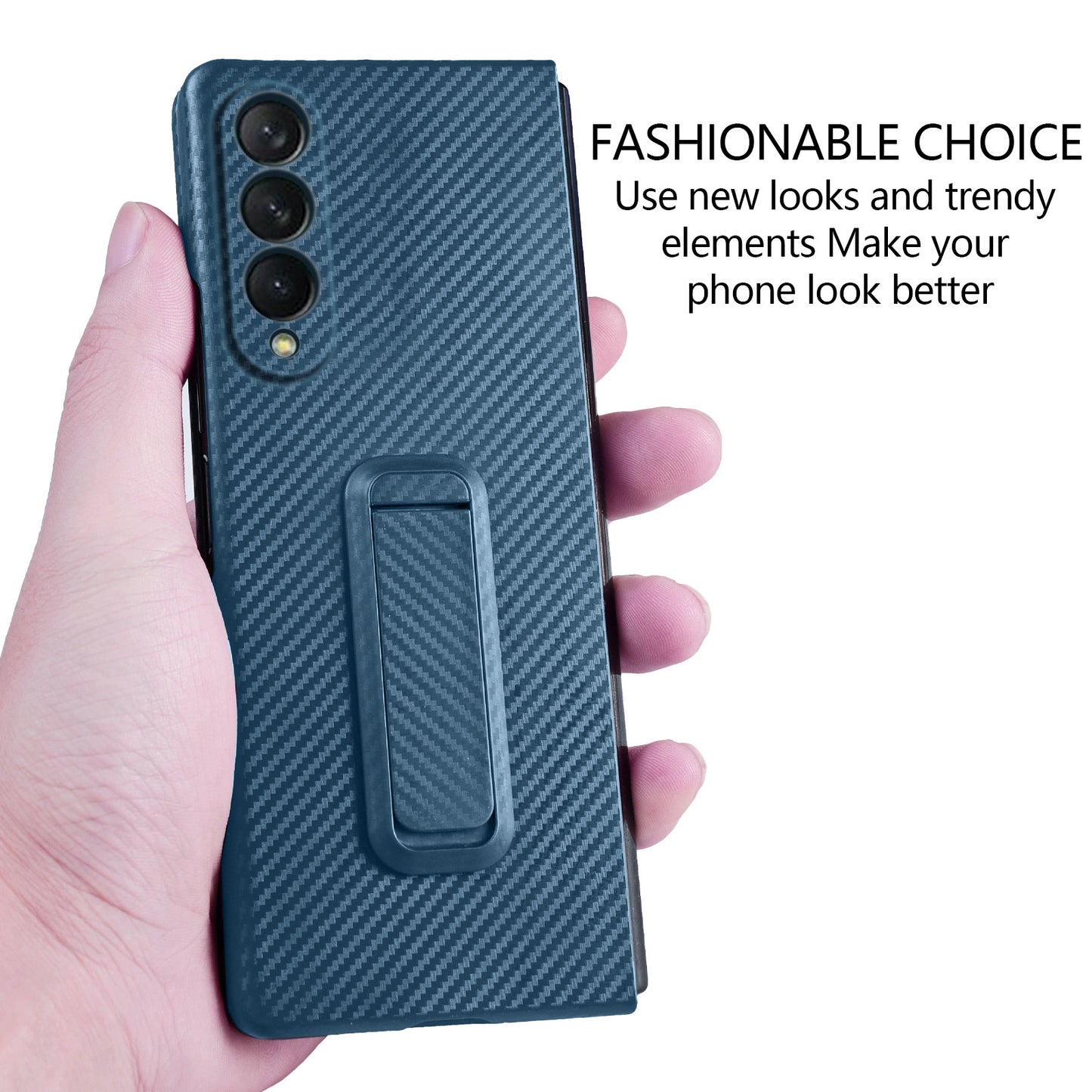 Anti-Scratch Reinforced Corner Premium PU Leather + PC Hybrid Defender Protective Shockproof Phone Case with Tempered Glass Screen Protector for Samsung Galaxy Z Fold3 5G