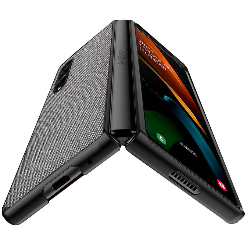 Sea Sand Textured Phone Case for Samsung Galaxy Z Fold3 5G, PU Leather Coated Hard PC Thin Durable Protective Cover